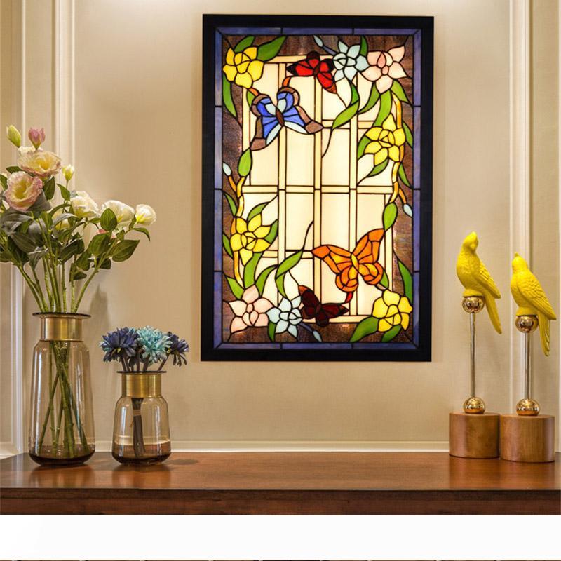 Tiffany style stained glass wall sconce living room dining room bedroom Mural lamp bar corridor coloured glass wall lights TF013