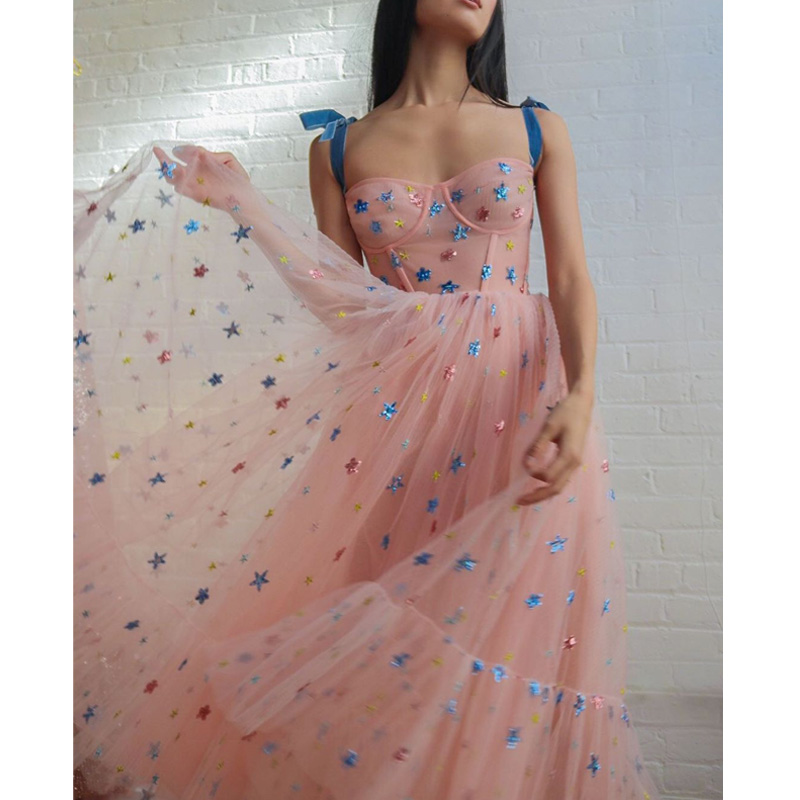 Sweet Pink Star Mesh Dress Woman Summer Spaghetti Strap Runway Design Vestido Casual Dresses Party Female
Sweet Pink Star Mesh Dress Woman Summer Spaghetti Strap Runway Design Vestido Casual Dresses Party Female