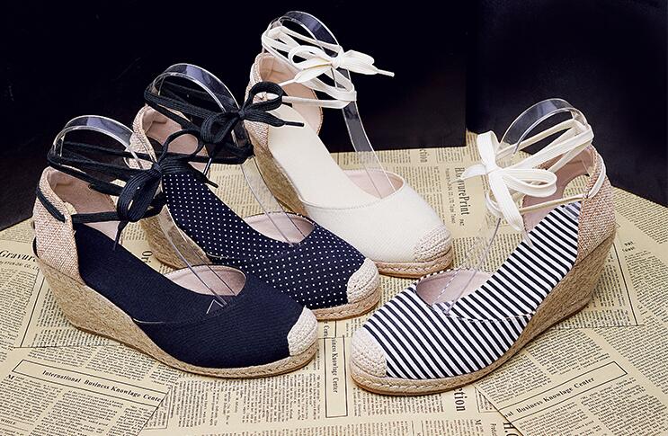 ladies fashion shoes Carina woven Canvas Wedge Espadrilles wedges heel Round toe Lace-up ankle straps Lace the ties up the ankle, Picture 1
ladies fashion shoes Carina woven Canvas Wedge Espadrilles wedges heel Round toe Lace-up ankle straps Lace the ties up the ankle, Picture 1