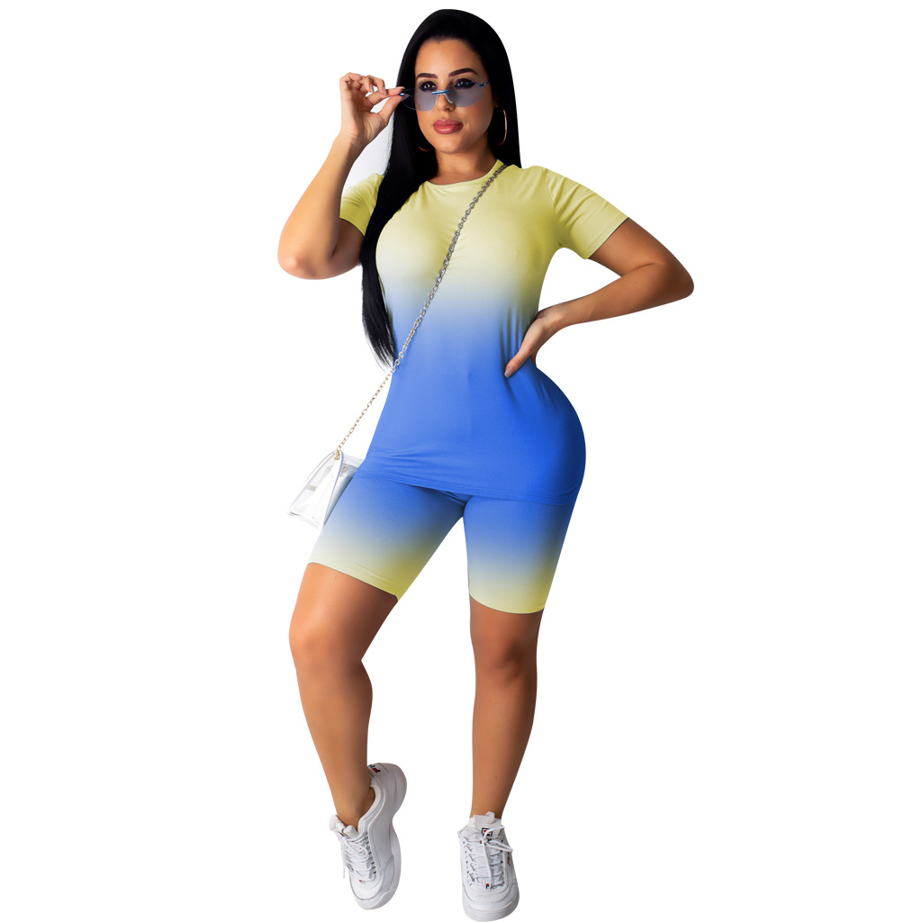 tracksuits Trend 2021 European-style spring and summer fashion casual round neck short sleeve street shorts suit support mixed batch