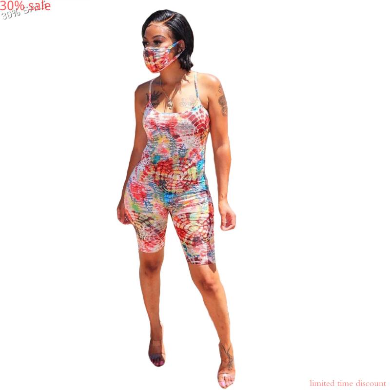 30% Sale Tie Dye Mask Shorts Jumpsuit Backless Sleeveless Spaghetti Strap Casual Bodysuit Women 2020 Shorts Rompers +Mask, Home fun set
30% Sale Tie Dye Mask Shorts Jumpsuit Backless Sleeveless Spaghetti Strap Casual Bodysuit Women 2020 Shorts Rompers +Mask, Home fun set