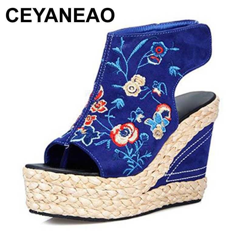CEYANEAO Women Summer Shoes New 2020 National Wind High Platform Wedges Embroidered Women Sandals With Fish Toe Wedge Sandal, Black
CEYANEAO Women Summer Shoes New 2020 National Wind High Platform Wedges Embroidered Women Sandals With Fish Toe Wedge Sandal, Black
