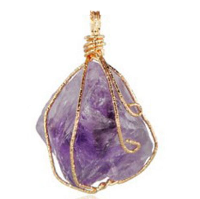 pretty Nature Stone Pendants amethyst Rose Quartz White crystal Lemon crystal fluorite Charms Stone For Necklace GD475