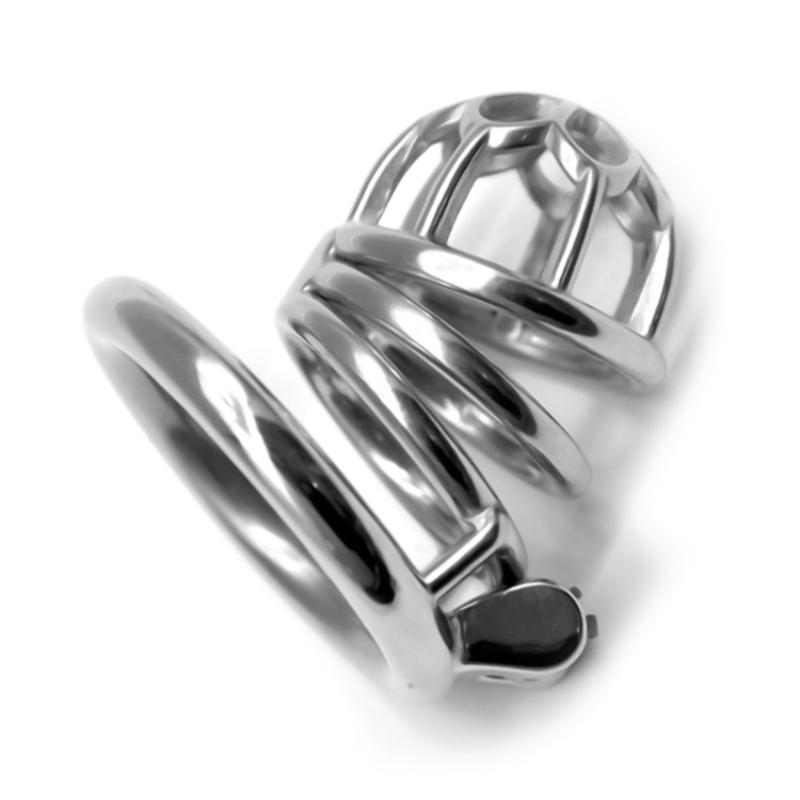 2020 New Style Stainless Steel Hollow Chasity Devices Round Cockrings Super Long Cock Cage Penis Cage Sex Toys for Men G264C T200727