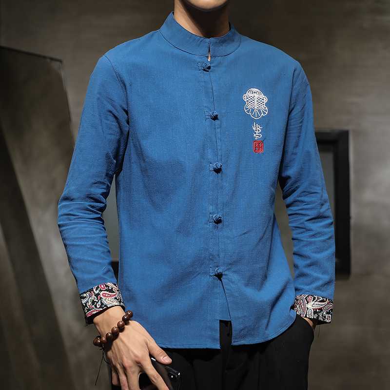 2020 Store automne broderie coton lin chemises hommes Kimono traditionnel ouvert point chemises homme chemise Style chinois, Blue
2020 Store automne broderie coton lin chemises hommes Kimono traditionnel ouvert point chemises homme chemise Style chinois, Blue