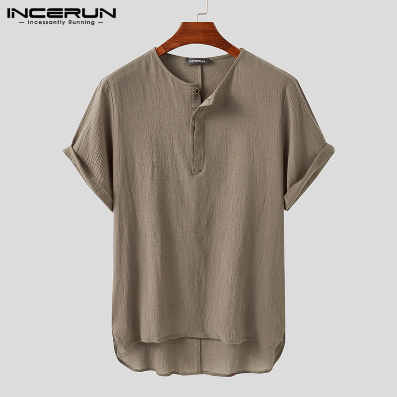 INCERUN 2020 Solid Color Men Casual Shirt Short Sleeve O Neck Shirts High Quality Harajuku Leisure Vintage Summer Cotton Camisas, Khaki shirt
INCERUN 2020 Solid Color Men Casual Shirt Short Sleeve O Neck Shirts High Quality Harajuku Leisure Vintage Summer Cotton Camisas, Khaki shirt
