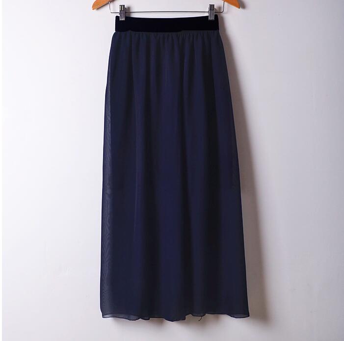 Casual Women Double Layer Chiffon Pleated Elastic Waist Skirt Free shipping and Drop shipping XJ017 explosion models