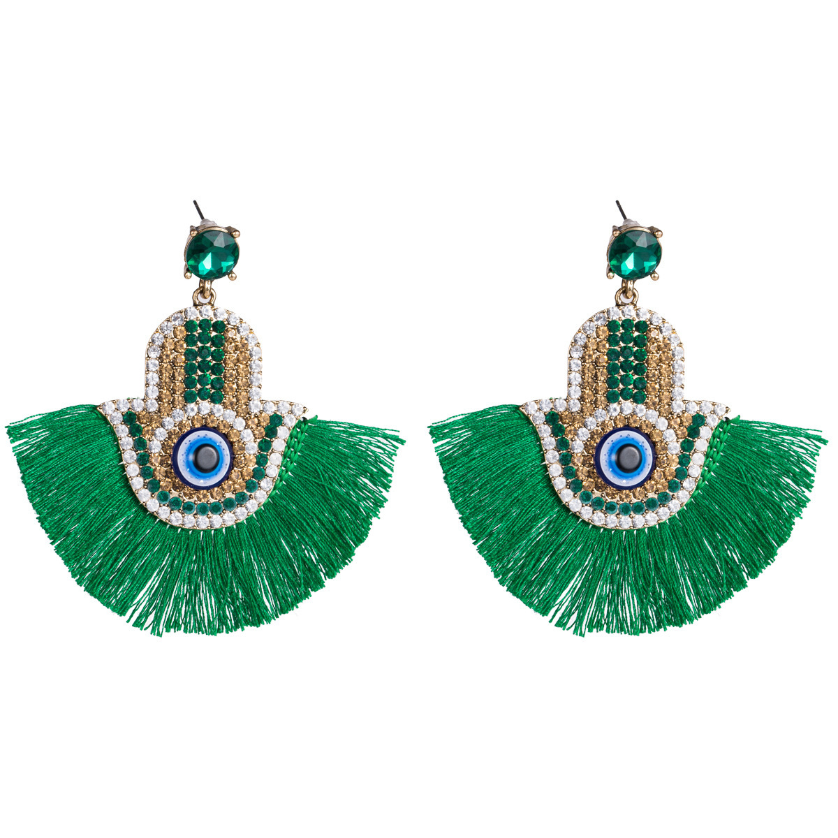 Exaggerated acrylic diamond palm eye fan tassel earrings female personalized earring Bohemia
Exaggerated acrylic diamond palm eye fan tassel earrings female personalized earring Bohemia