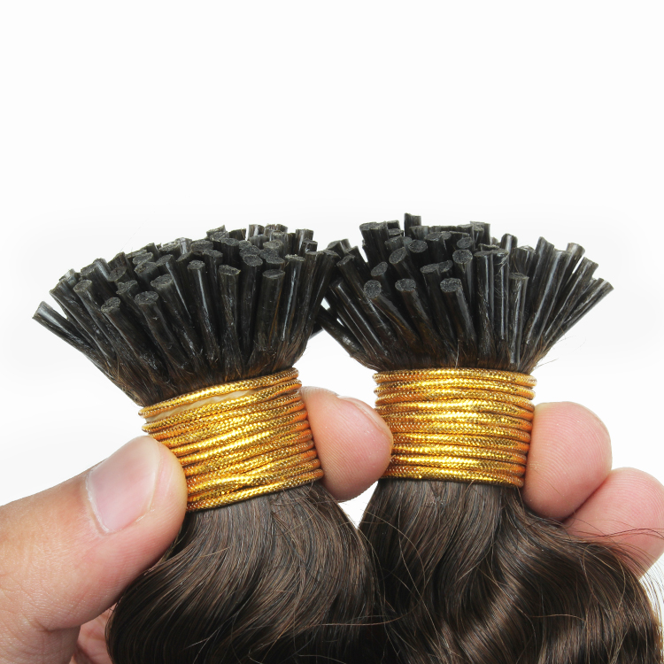 Deep Wave I Tip Virgin Brazilian Human Dark Brown Color Pre Blonded Stick Hair Extensions 100G 1G/Strand