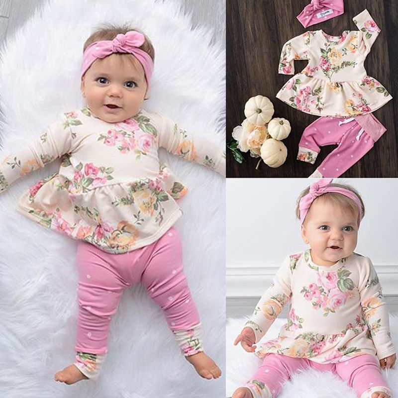 2020 Newly Fashion Autumn Cute Infant Baby Girls Clothes Sets 3PCS Floral Print Dress Tops+Pink Long Pants+Headband Outfit 0-24M
2020 Newly Fashion Autumn Cute Infant Baby Girls Clothes Sets 3PCS Floral Print Dress Tops+Pink Long Pants+Headband Outfit 0-24M