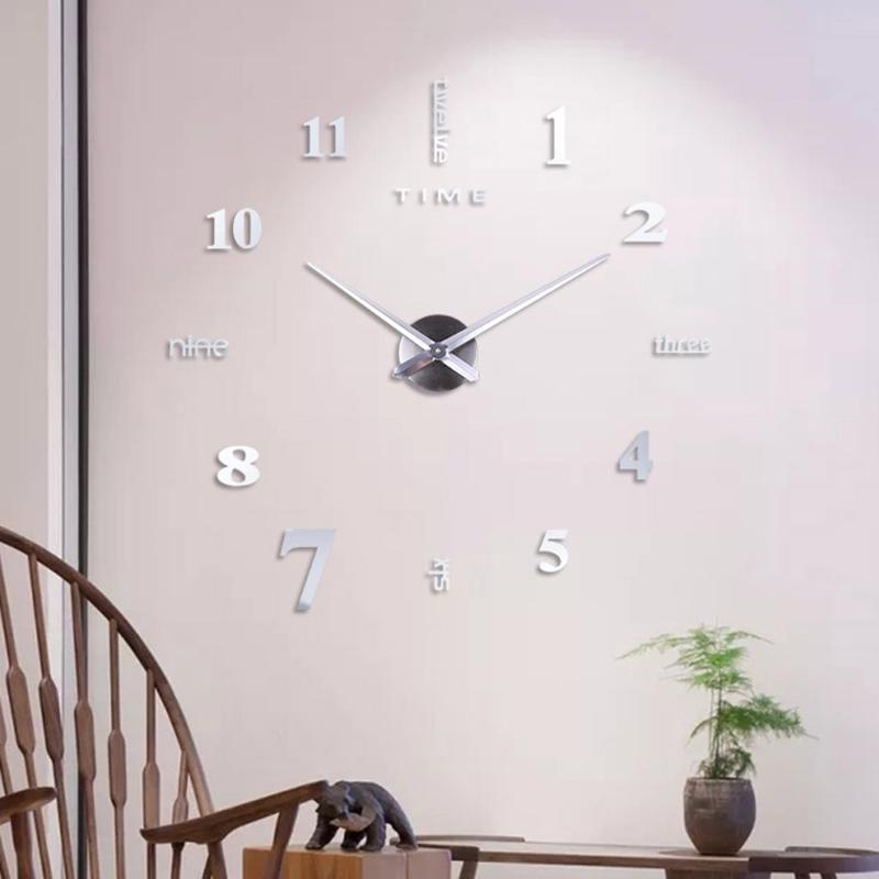 2020 Fast New Clock Watch Wall Clocks Horloge 3d Diy Acrylic Mirror Stickers Home Decoration Living Room Quartz Needle300w7472898
