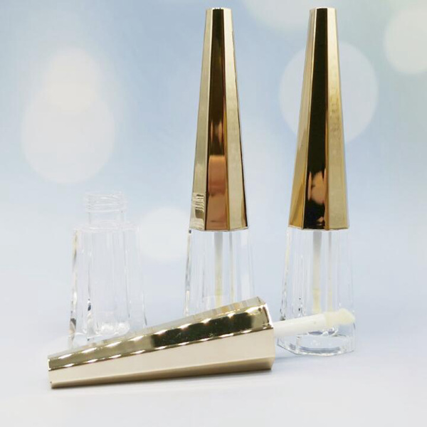 3ml triangle pyramid golden transparent lip gloss tube lip glaze lipstick empty tube bottle