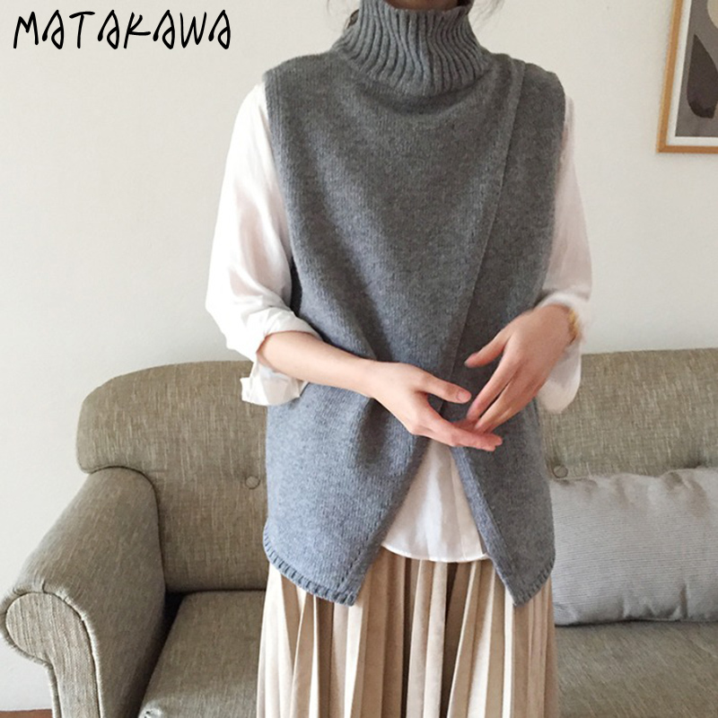 MATAKAWA Irregular Split Sweater Vest Women's Autumn/Winter 2020 New Korea Chic Turtleneck Sleeveless Knitted Vest, Gray
MATAKAWA Irregular Split Sweater Vest Women's Autumn/Winter 2020 New Korea Chic Turtleneck Sleeveless Knitted Vest, Gray