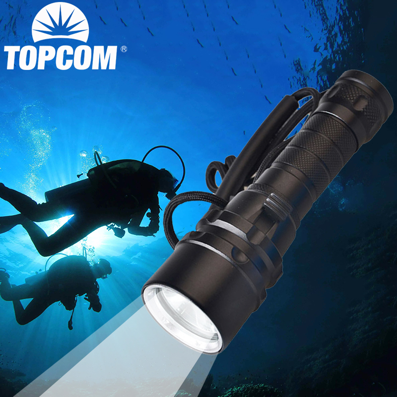 

TOPCOM Professional Scuba Diving CREE L2 or XML T6 LED Underwater 100M Searchlight Torch 18650 Diving