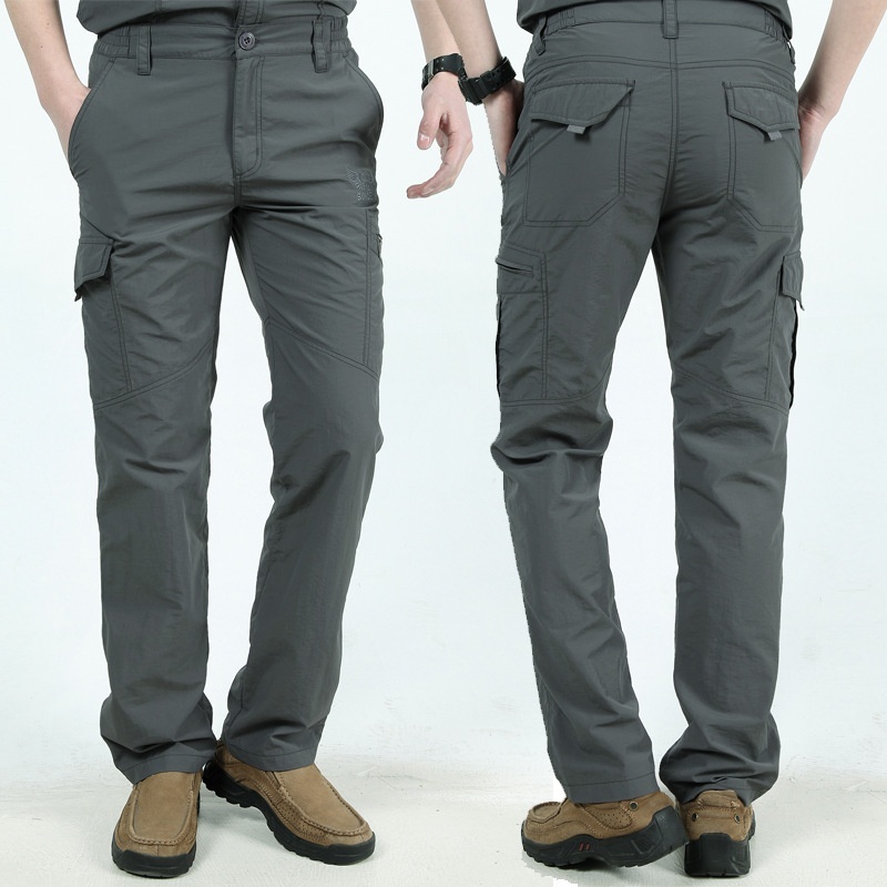 Men Summer Pants Outdoor Breathable Long Pants Lightweight Waterproof Quick Dry Cargo Slim Tactical Trousers Male