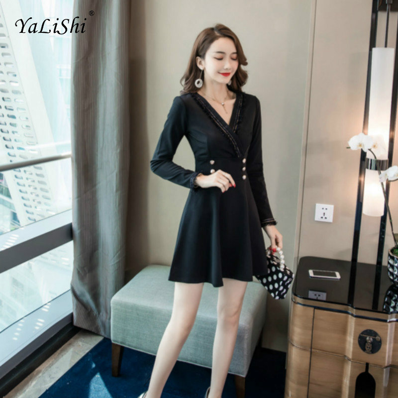 Plus Size 2020 A-line Dress Women Black Full Sleeve V-neck Work Lady Elegant Dress Autumn Korean Modis Office Short Ladies
Plus Size 2020 A-line Dress Women Black Full Sleeve V-neck Work Lady Elegant Dress Autumn Korean Modis Office Short Ladies