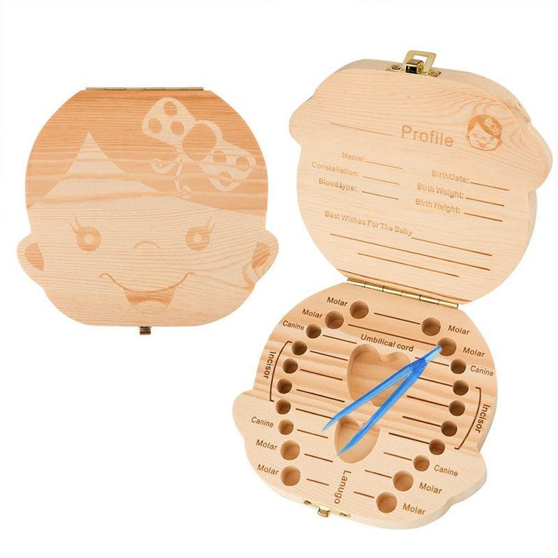 Wooden Baby Wooden Baby Teeth Box Kids Tooth Storage Box Teeth Umbilical Lanugo Organizer Milk Teeth Collect Gift Keepsakes Save DLH442