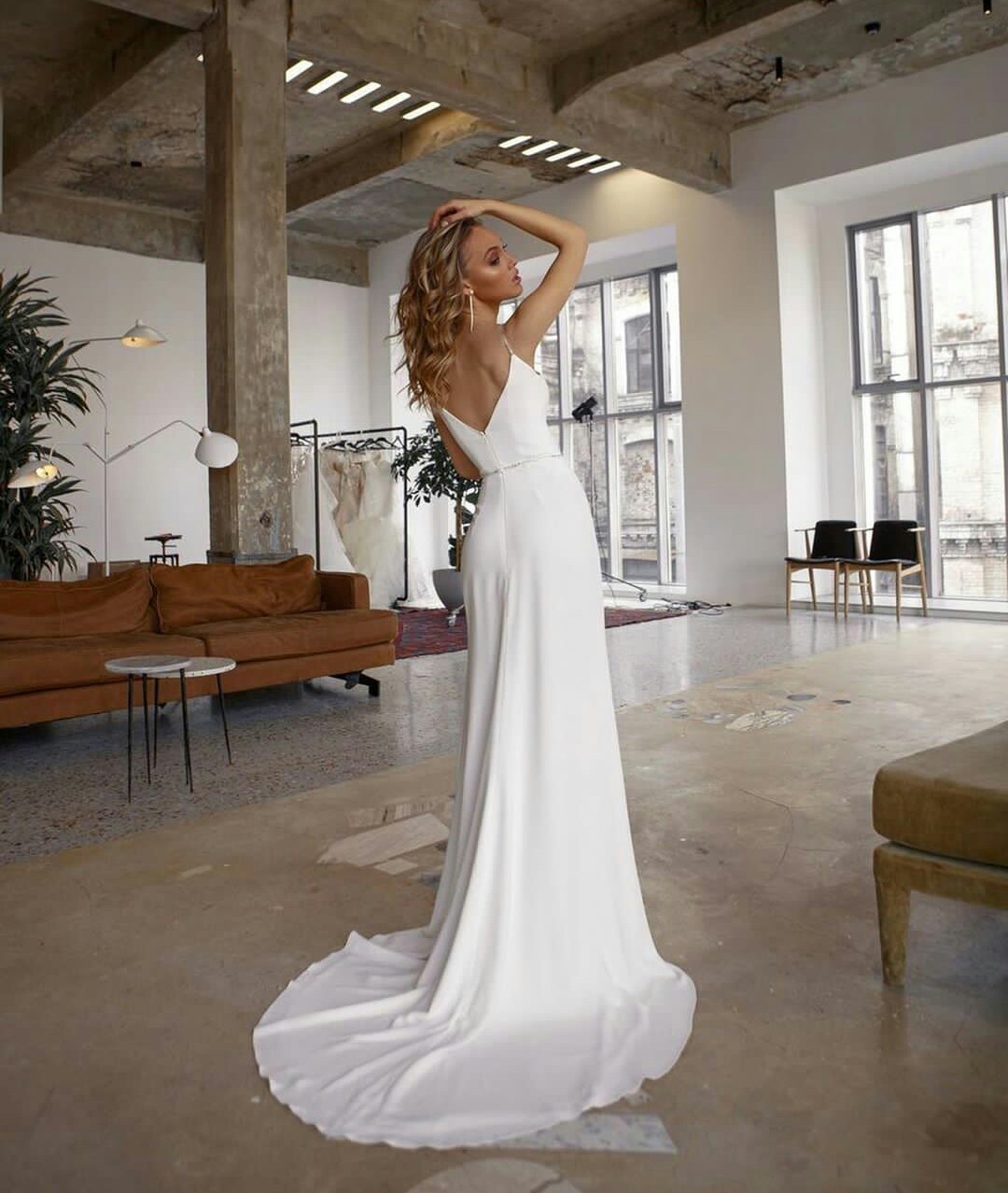 new spaghetti dresses with high split sweep train beach wedding gowns customise robe de marie cheap