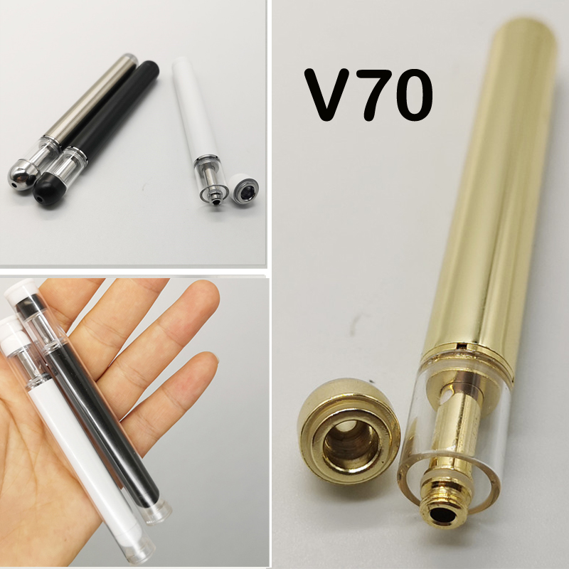 V70 Disposable Vape Pen 350mah Battery 0.5ml Cartridges Starter Kits Metal Round Tip Vaporizer Thick Oil 2.0mm Atomizer PVC Tube Foam Pack
V70 Disposable Vape Pen 350mah Battery 0.5ml Cartridges Starter Kits Metal Round Tip Vaporizer Thick Oil 2.0mm Atomizer PVC Tube Foam Pack