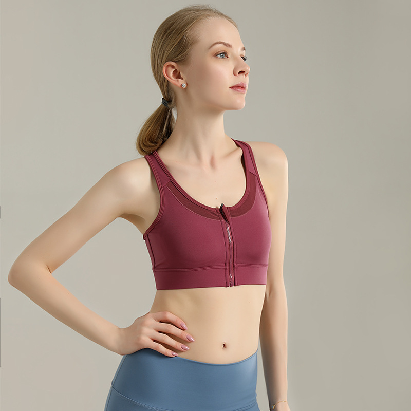 New Zipper Beauty Back Sports Bra Women's Yoga Underwear Vest Running Fitness Sports Tops Back Mesh Yoga Bra, Burgundy
New Zipper Beauty Back Sports Bra Women's Yoga Underwear Vest Running Fitness Sports Tops Back Mesh Yoga Bra, Burgundy