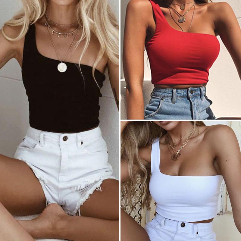 Women Sexy Cool Single One Shoulder Tank Tops T-Shirt Tank Tops Summer Beach Vest Bare Midriff Summer Fashion Clothes, Black
Women Sexy Cool Single One Shoulder Tank Tops T-Shirt Tank Tops Summer Beach Vest Bare Midriff Summer Fashion Clothes, Black