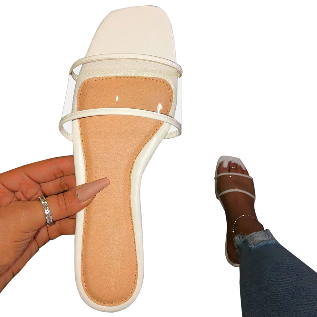 2020 New Women Transparent Sandals Ladies Stripper Heel Slippers White Open Toes Thick Heel Fashion Female Slides Summer Shoes 4 Y200620