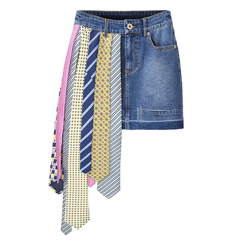 Korean-Style Woman Skirt Women' 2020 Early Autumn New High Waist Slim Irregular Necktie Stitching Denim Skirt Lady Skirts Jupe, Blue
Korean-Style Woman Skirt Women' 2020 Early Autumn New High Waist Slim Irregular Necktie Stitching Denim Skirt Lady Skirts Jupe, Blue