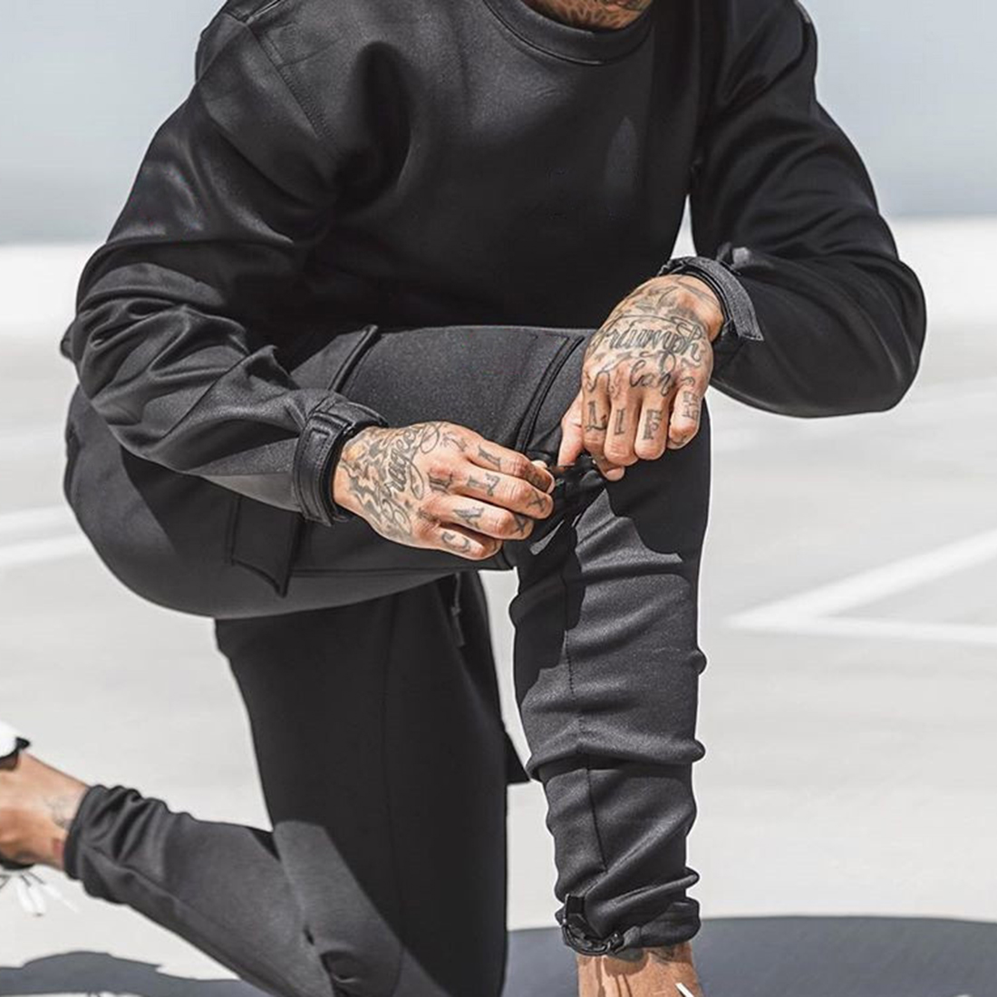 Mens Summer Sports Trousers Outdoor Running Training Fiess Waterproof Drawstring Pants With Pockets Asian Size B4