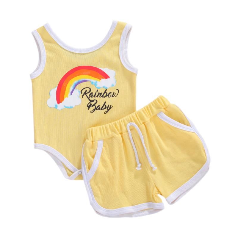 Infant Newborn Baby Girls Boys Summer Set Clothing Cotton Rainbow Sleeveless Romper Top+Solid Short Pants 2Pcs Outfit 0-18M
Infant Newborn Baby Girls Boys Summer Set Clothing Cotton Rainbow Sleeveless Romper Top+Solid Short Pants 2Pcs Outfit 0-18M