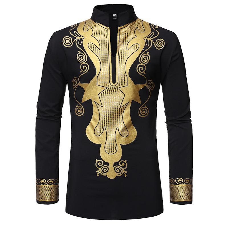 Mens Hipster African Dashiki Shirt Brand Mandarin Collar Tribal Gypsy Ethnic Shirts Men African Clothes Casual Hip Hop Clothing