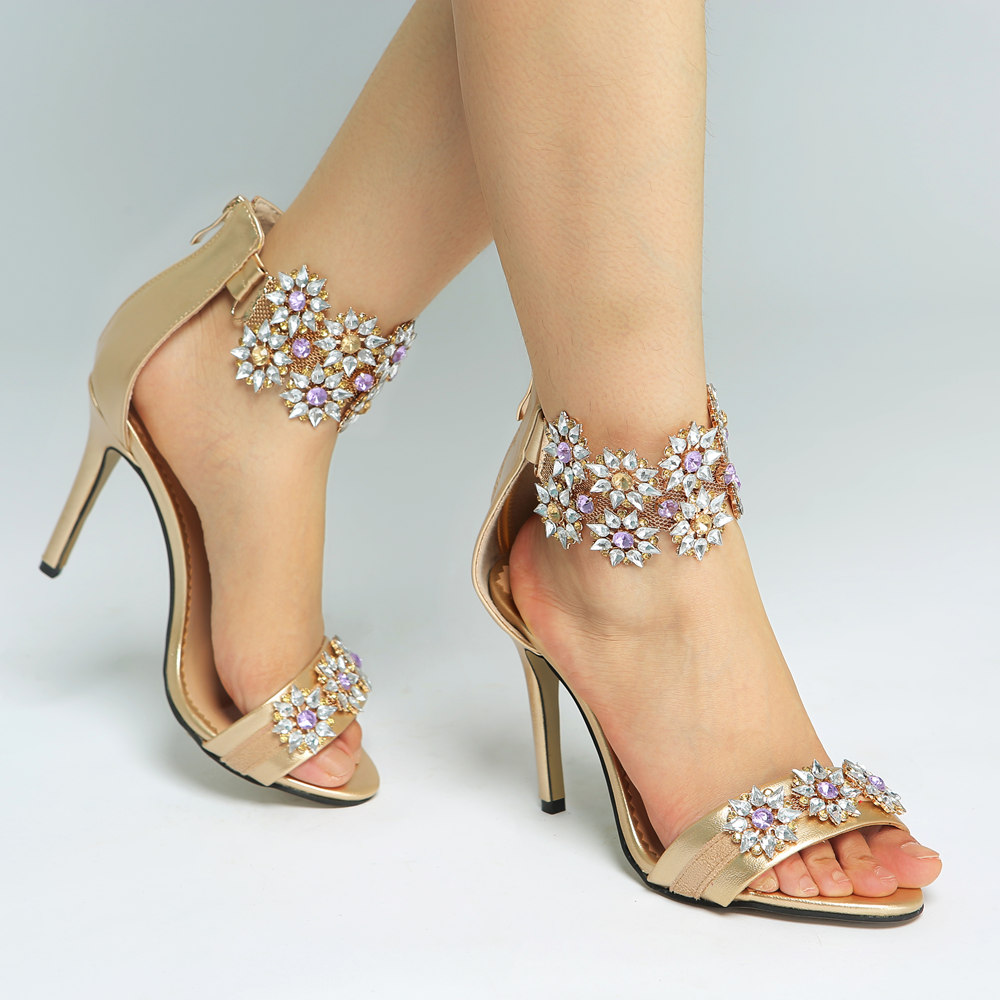 Hot Legzen New High Quality Sandals Sexy Rhinestone Open Toe Thin High Heels Sandals Beautiful Gold Party Shoes for Woman US Size 4-15
Hot Legzen New High Quality Sandals Sexy Rhinestone Open Toe Thin High Heels Sandals Beautiful Gold Party Shoes for Woman US Size 4-15