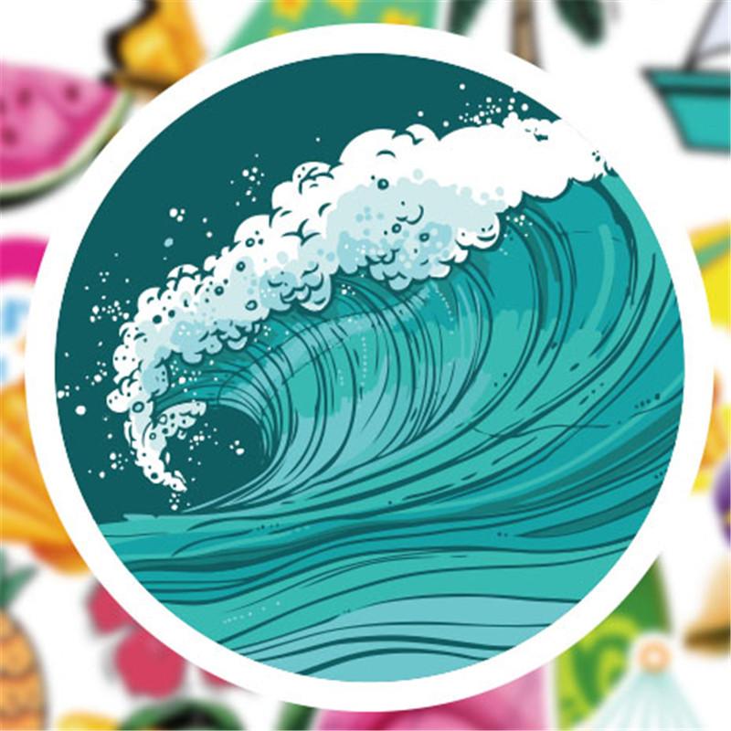 5 Sets=250PCS Summer Beach Waterproof Sticker Trolley Case Guitar Cup Sticker