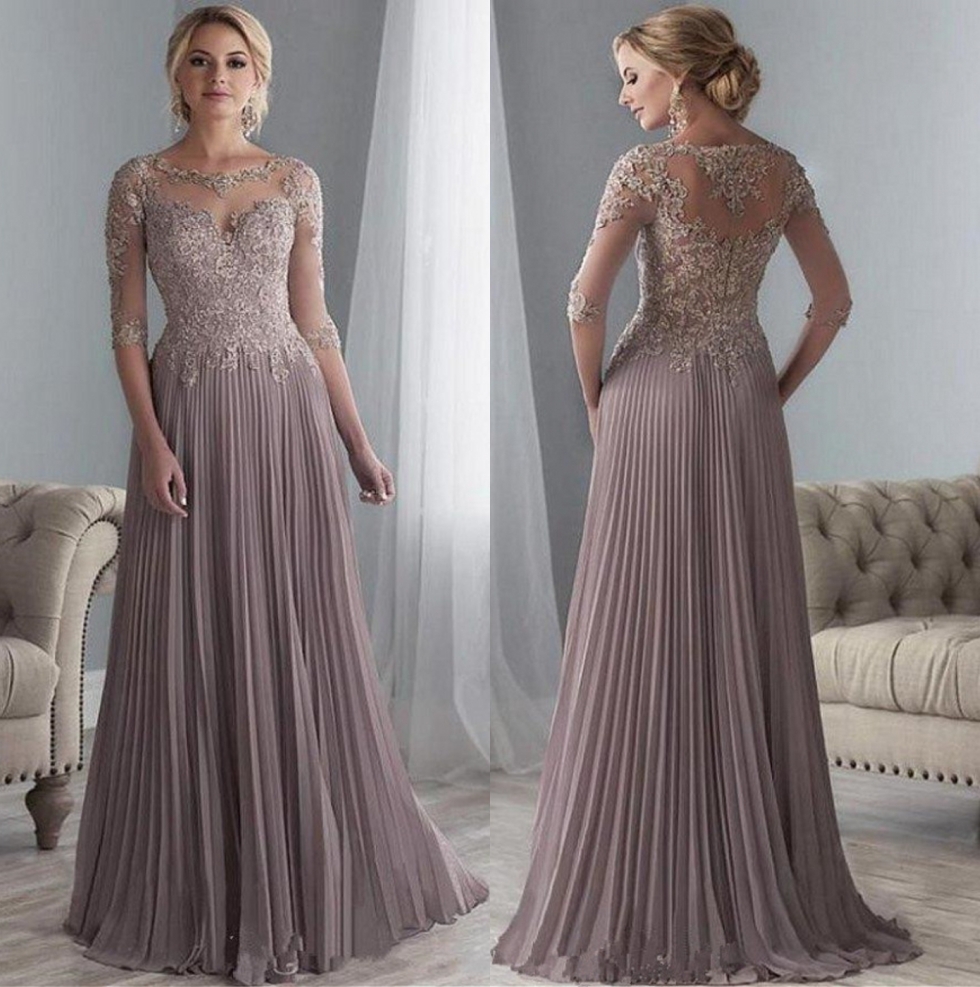 Werbowy Lace Appliques Mother of the Bride Dresses Festa Purple Mother Wedding Party Dress Long Chiffon Vestido De Novia