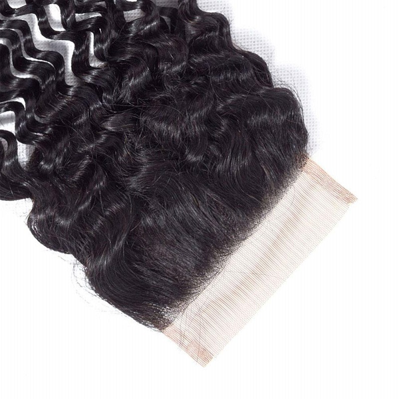 Half Price Brazilian Hair Top Lace Closure Human Virgin Hair Water Wave Free Part Big Curly Remy Hair Closure Bleached Knot Natural Black Greatremy