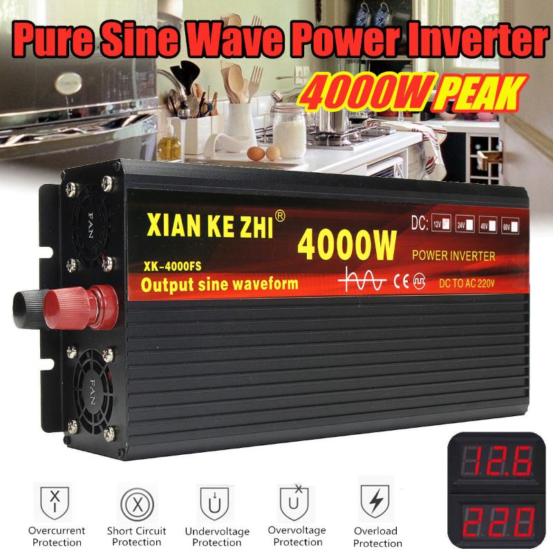 Inverter 12V 220V 2000/3000/4000W Voltage transformer Pure Sine Wave Power Inverter DC12V to AC 220V Converter + 2 LED Display
Inverter 12V 220V 2000/3000/4000W Voltage transformer Pure Sine Wave Power Inverter DC12V to AC 220V Converter + 2 LED Display