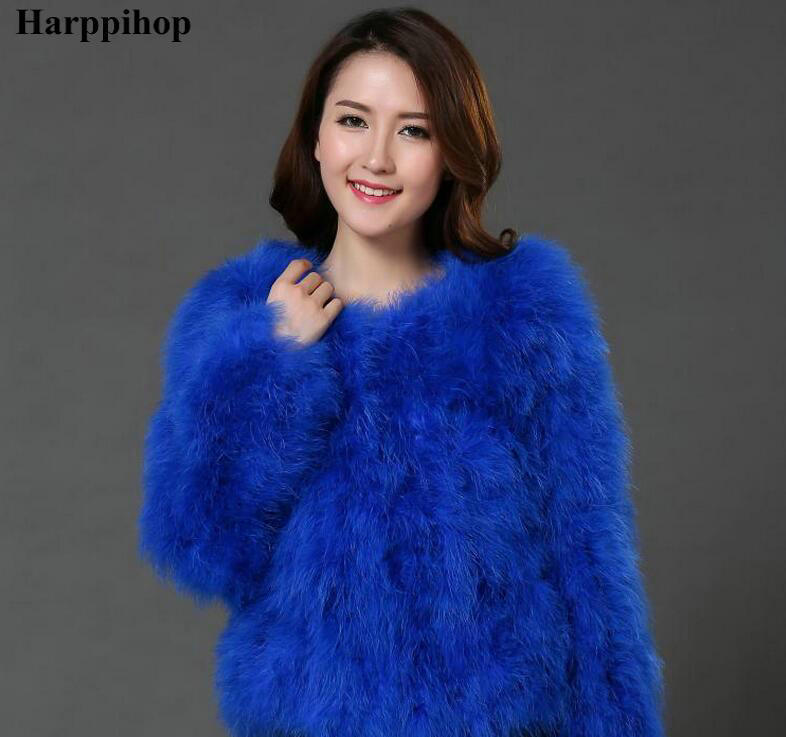 13 colors fashion sexy Ostrich wool turkey fur women coat feather short plus size jacket winter festival long sleeve T200507