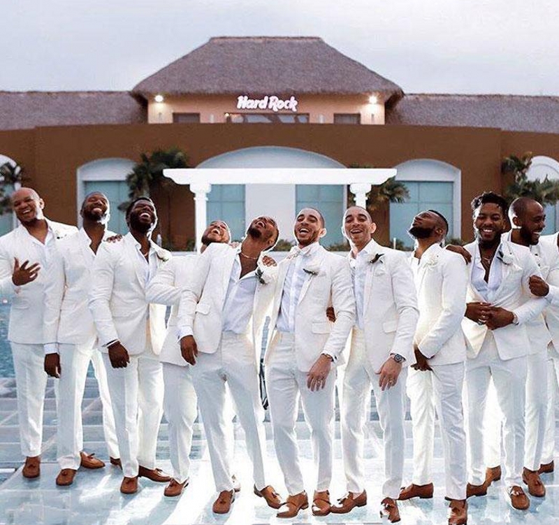 Men Suits White Custom Made Wedding Suits For Man Shawl Bridegroom Groomsmen Slim Fit Formal Groom Wear Best Man Tuxedos Blazer Jacket+Pants