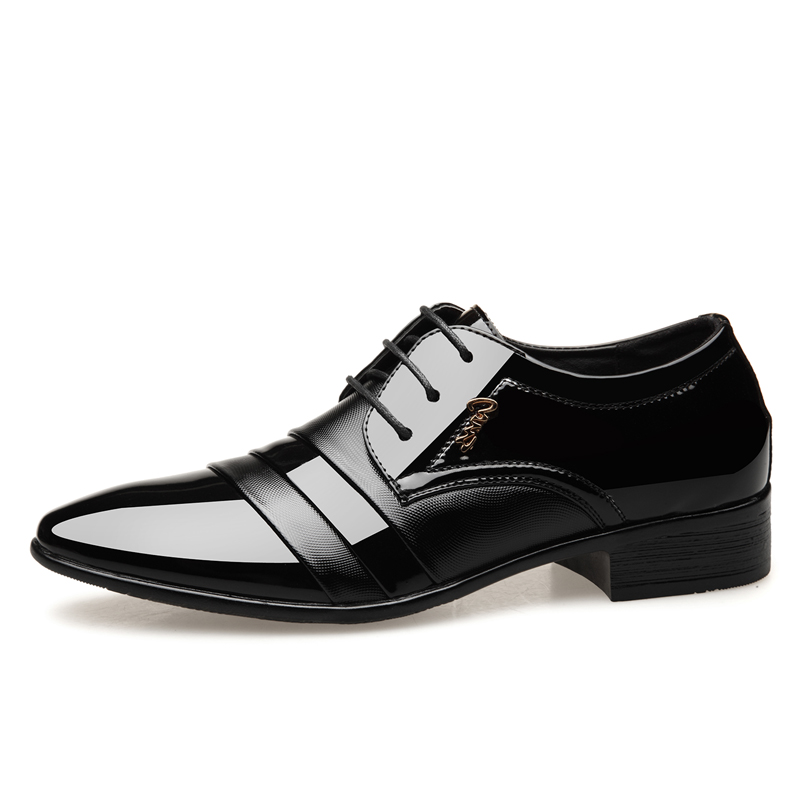 2020 New Patent Leather Men's Dress Shoes Men Oxfords Cheap Fashion Office Flats Lace-Up Men Black Formal Shoes Plus Size 48