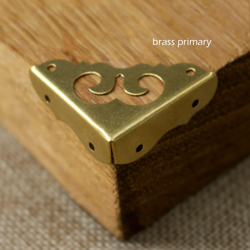 4pcs antique brass corner bracket furniture desk cabinet jewelry box wood box hardware corner guard hollow classic flower corner