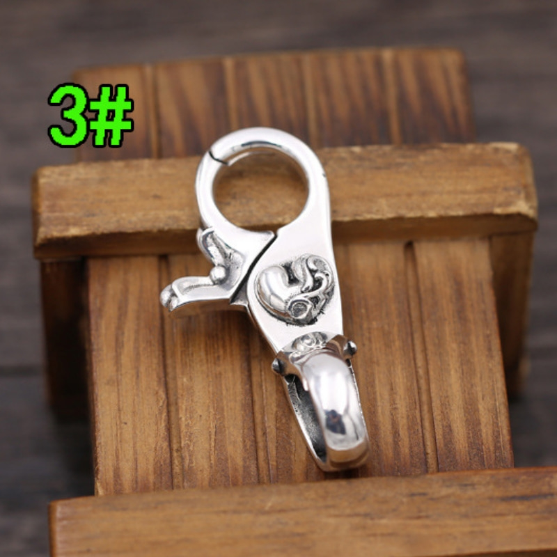 Vintage 925 sterling silver handmade fashion accessories antique silver American designer cross anchor heart designer keychains keyrings