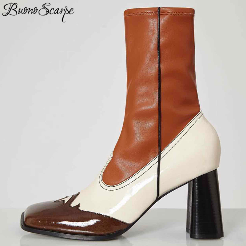 Buono Scarpe Retro Women Ankle Boots Genuine Leather High Heel Shoes Patchwork Elastic Socks Boots Ankle For Women 2020, Dark brown
Buono Scarpe Retro Women Ankle Boots Genuine Leather High Heel Shoes Patchwork Elastic Socks Boots Ankle For Women 2020, Dark brown
