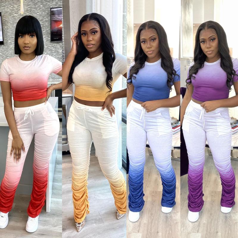 Tmustobe Gradient Color Printing Set Fashion Home Tracksuit Sexy Waistless Short Top + Slim Pleating Flare Pants 2 Piece Outfits, 1-red
Tmustobe Gradient Color Printing Set Fashion Home Tracksuit Sexy Waistless Short Top + Slim Pleating Flare Pants 2 Piece Outfits, 1-red