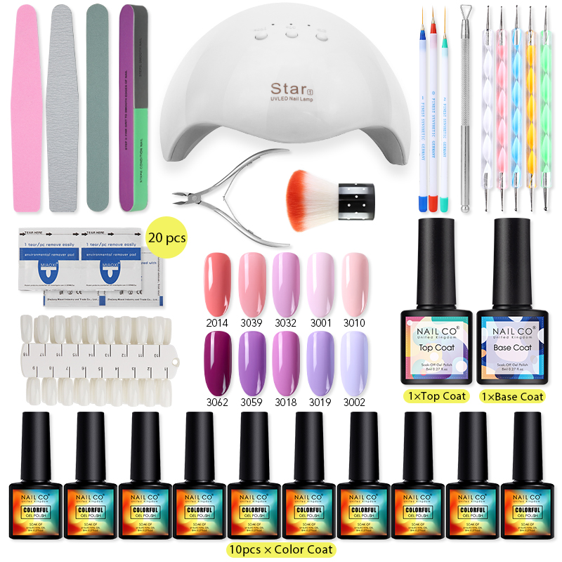 NAILCO Nails Manicure Set 49pcs/Kit Gel Nail Polish 8ml Gel Varnish Soak Off Color Nail Art Esmalte Base Coat Top Varnishes, Zh06
NAILCO Nails Manicure Set 49pcs/Kit Gel Nail Polish 8ml Gel Varnish Soak Off Color Nail Art Esmalte Base Coat Top Varnishes, Zh06