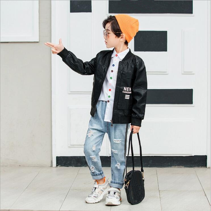Kid Boy Clothes Spring Autumn Fashion boys Faux leather coat + shirts + jeans 3pcs For boys Children Outfit Set 2-6years, 3pcs set
Kid Boy Clothes Spring Autumn Fashion boys Faux leather coat + shirts + jeans 3pcs For boys Children Outfit Set 2-6years, 3pcs set