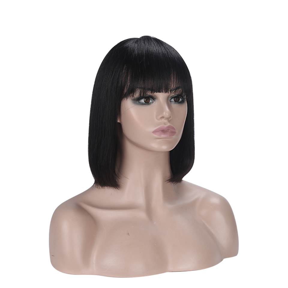 Pixie Cut Bob Wigs Peruvian Straight Short Human Hair Fringe Wig With Bangs For Women