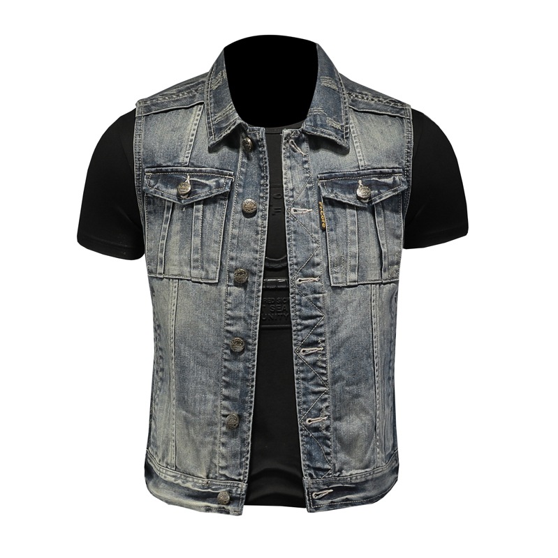Mens Motorcycle Denim Vest Vintage Cowboy Sleeveless Jean Jacket Single Breasted Fashion Casual Waistcaot Spring Autumn, Vintage blue
Mens Motorcycle Denim Vest Vintage Cowboy Sleeveless Jean Jacket Single Breasted Fashion Casual Waistcaot Spring Autumn, Vintage blue