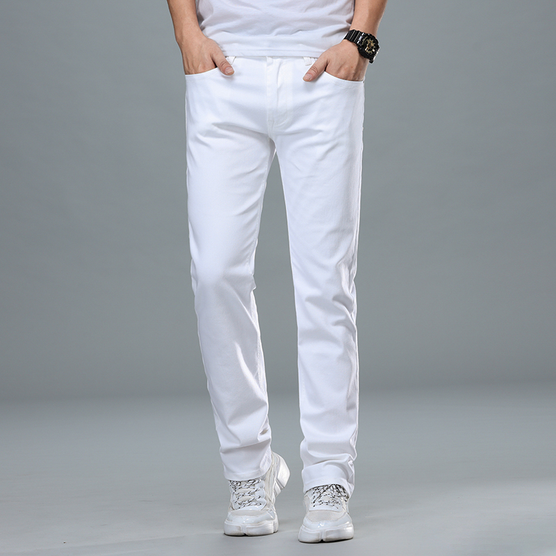 Men's Fashion White Jeans 2020 New Brand Clothing High Quality Cotton Elastic Comfortable Business Casual youth Slim Jeans