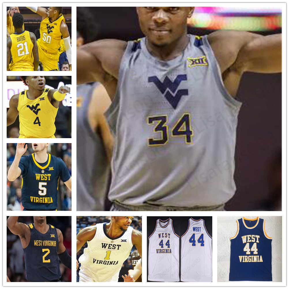 

Custom West Virginia WVU Basketball 12 Taz Sherman 2 Brandon Knapper 14 Chase Harler 10 Jermaine Haley Jersey any name number stitched, Gray