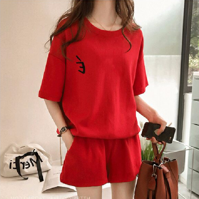 Women's Tracksuits Sports Suit Summer Korean Style Stylish Large Size Fat Mm Casual Loose Girl Shorts Short-sleeve Two-piece, Red
Women's Tracksuits Sports Suit Summer Korean Style Stylish Large Size Fat Mm Casual Loose Girl Shorts Short-sleeve Two-piece, Red
