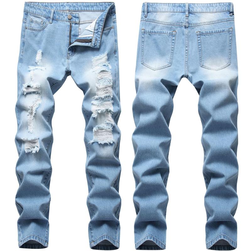 2020 New Style for Men's Jeans Mens Denim Pants Long Straight Hole Distressed Ripped Jeans Men Trousers Hole Washed Fashion Male, Blue
2020 New Style for Men's Jeans Mens Denim Pants Long Straight Hole Distressed Ripped Jeans Men Trousers Hole Washed Fashion Male, Blue